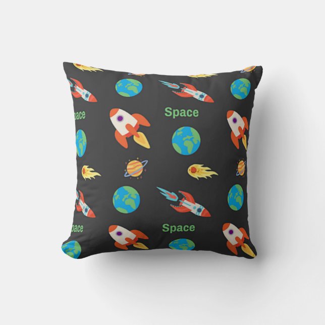 Space pattern on black cushion (Front)