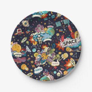 Space pattern paper plate