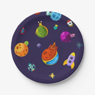 Space pattern paper plate