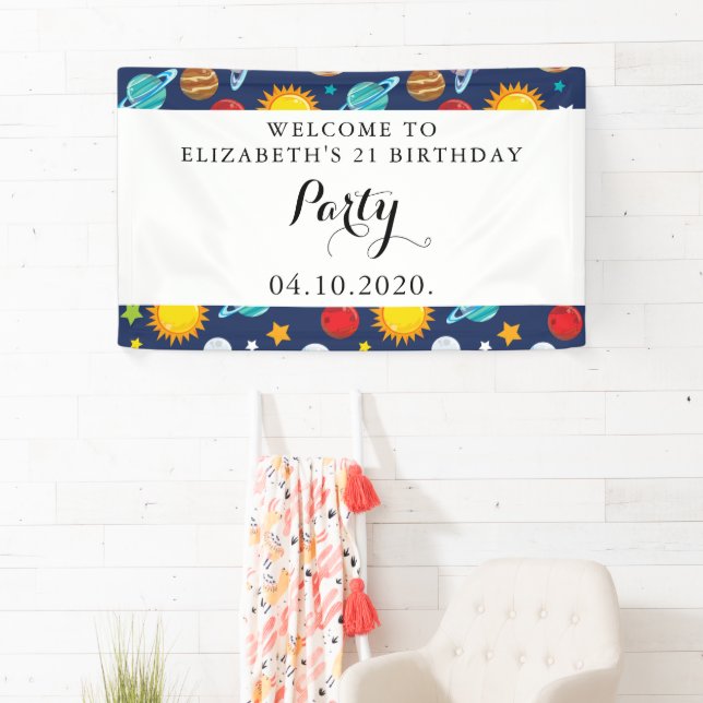 Space Pattern, Planets, Stars, Cosmos, Birthday Banner (Insitu)