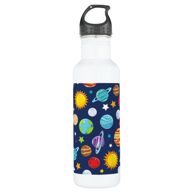 Space Pattern, Planets, Stars, Cosmos, Galaxy 710 Ml Water Bottle (Front)