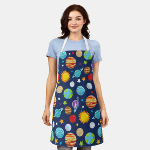Space Pattern, Planets, Stars, Cosmos, Galaxy Apron