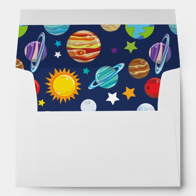 Space Pattern, Planets, Stars, Cosmos, Galaxy Envelope (Back (Bottom))