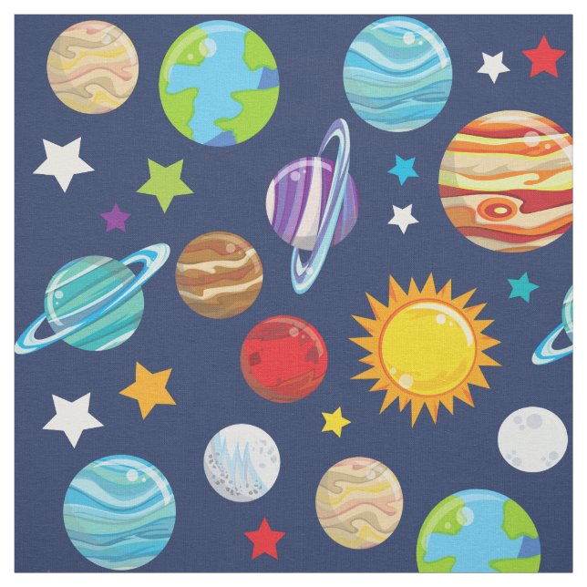 Space Pattern, Planets, Stars, Cosmos, Galaxy Fabric (Swatch)