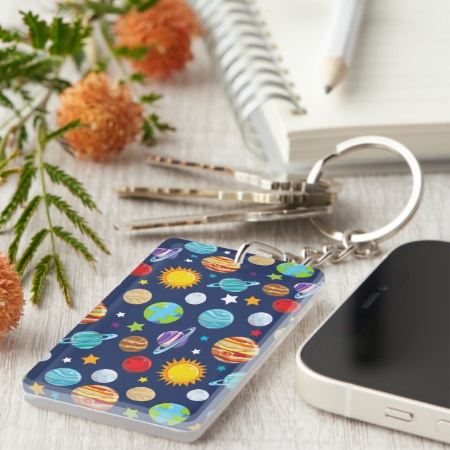 Space Pattern, Planets, Stars, Cosmos, Galaxy Key Ring (Front Right)