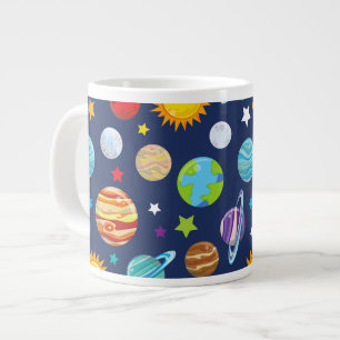 Space Pattern, Planets, Stars, Cosmos, Galaxy Large Coffee Mug