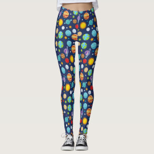 Space Pattern, Planets, Stars, Cosmos, Galaxy Leggings