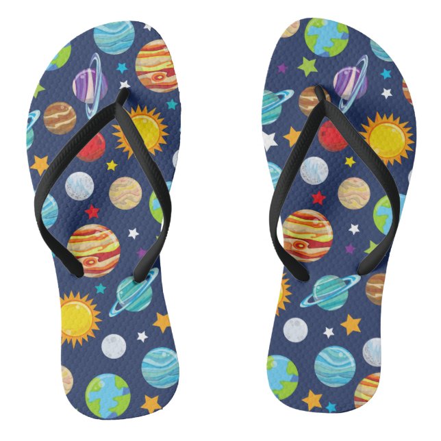 Space Pattern, Planets, Stars, Cosmos, Galaxy Thongs (Footbed)