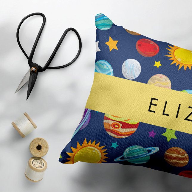 Space Pattern, Planets, Stars, Cosmos, Your Name Decorative Cushion (Creator Uploaded)