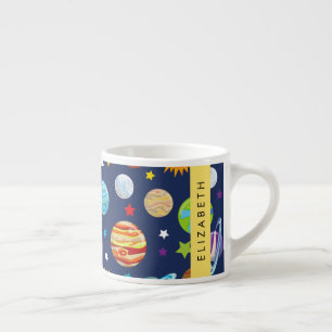 Space Pattern, Planets, Stars, Cosmos, Your Name Espresso Cup