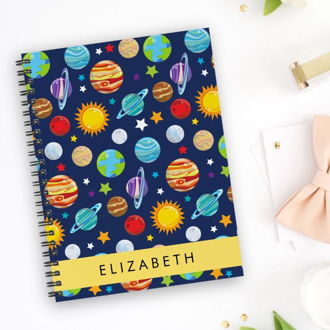 Space Pattern, Planets, Stars, Cosmos, Your Name Planner (Creator Uploaded)