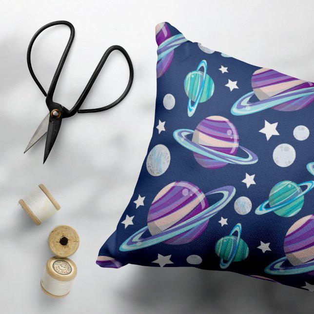 Space Pattern, Planets, Stars, Galaxy, Cosmos Decorative Cushion (Creator Uploaded)