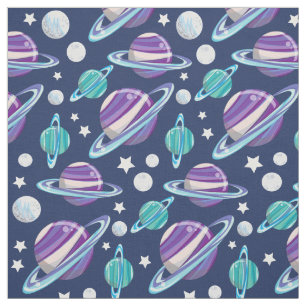 Space Pattern, Planets, Stars, Galaxy, Cosmos Fabric