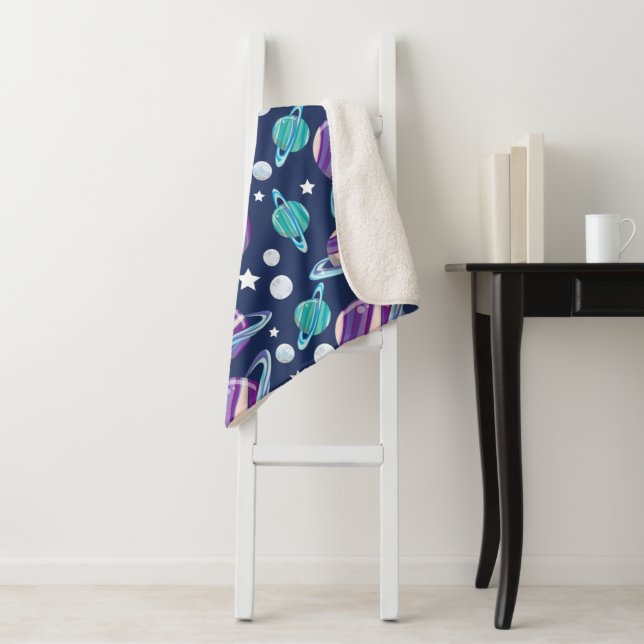 Space Pattern, Planets, Stars, Galaxy, Cosmos Sherpa Blanket (In Situ)