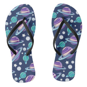Space Pattern, Planets, Stars, Galaxy, Cosmos Thongs