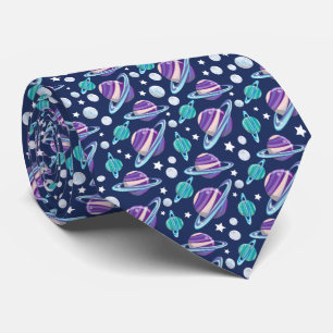 Space Pattern, Planets, Stars, Galaxy, Cosmos Tie