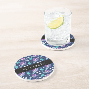 Space Pattern, Planets, Stars, Galaxy, Your Name Coaster