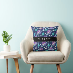Space Pattern, Planets, Stars, Galaxy, Your Name Cushion