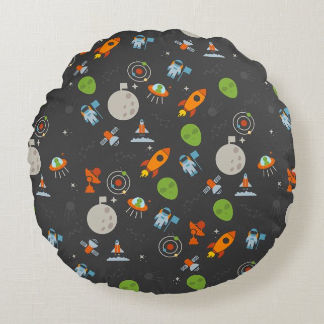 Space Pattern Round Cushion (Front)
