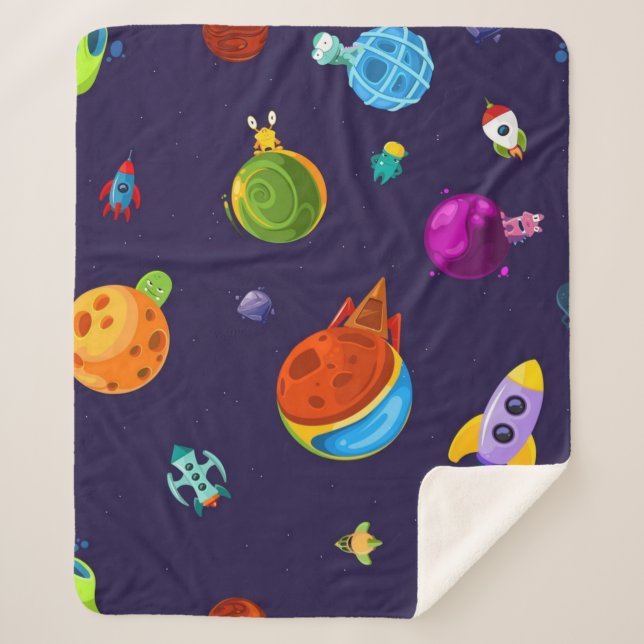 Space pattern sherpa blanket (Front)