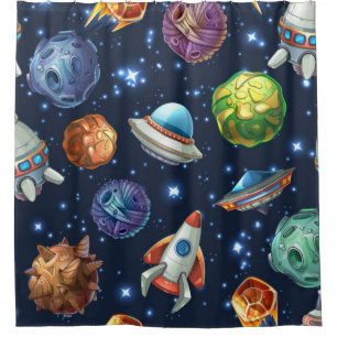 Space pattern shower curtain