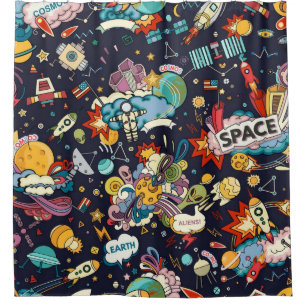 Space pattern shower curtain