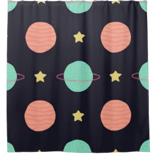 Space pattern shower curtain