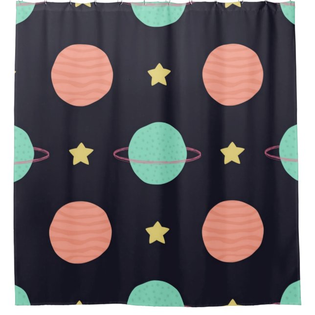Space pattern shower curtain (Front)