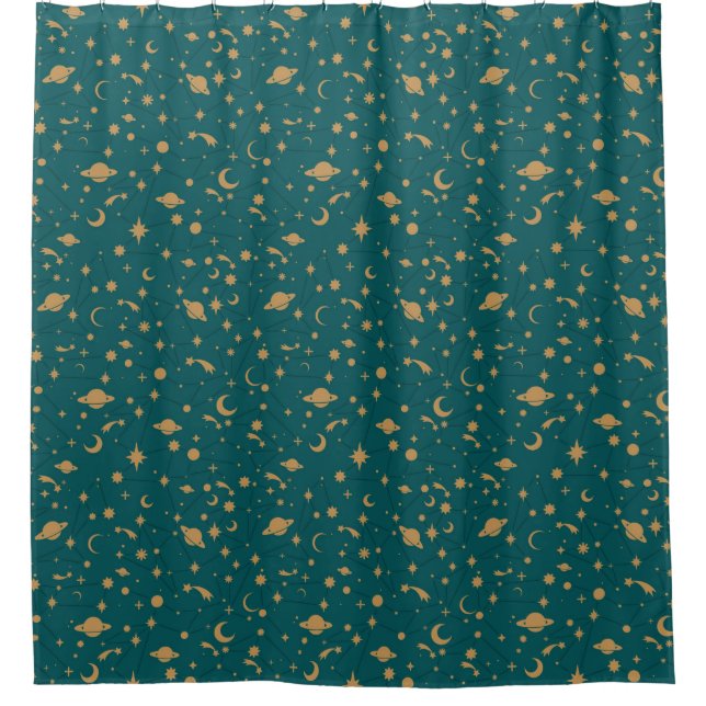Space pattern shower curtain (Front)