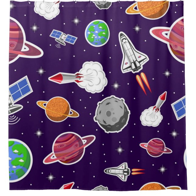 Space pattern shower curtain (Front)