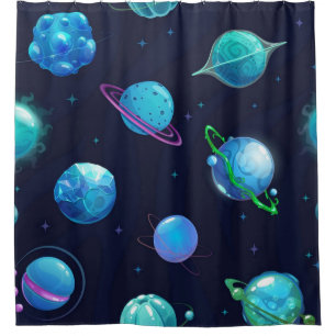 Space pattern shower curtain