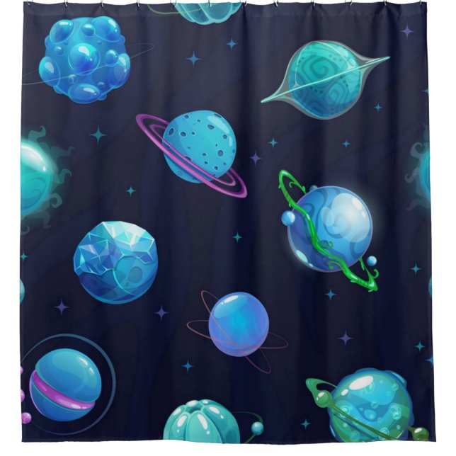Space pattern shower curtain (Front)
