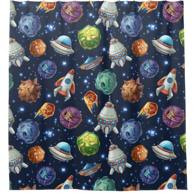 Space Pattern Shower Curtain (Front)
