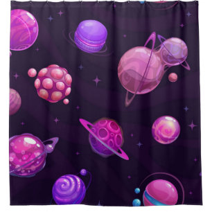 Space pattern shower curtain