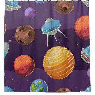 Space pattern shower curtain