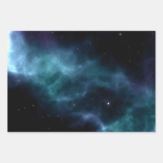 Space pattern wrapping paper sheet (Front)