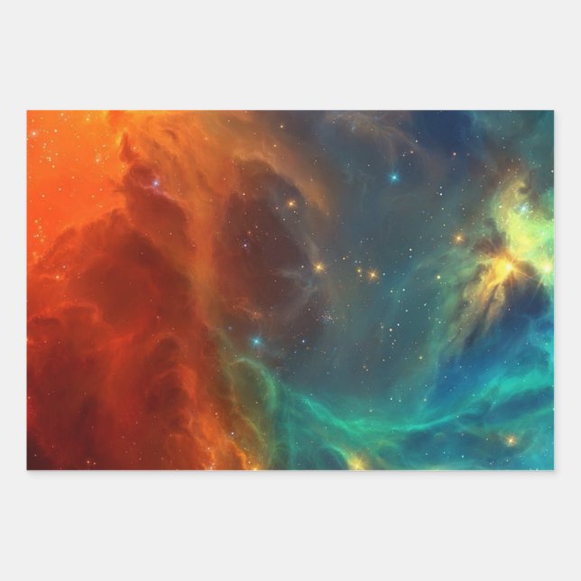 Space pattern wrapping paper sheet (Front)