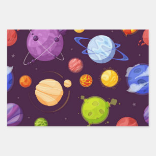 Space pattern wrapping paper sheet