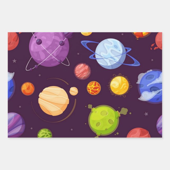 Space pattern wrapping paper sheet (Front)