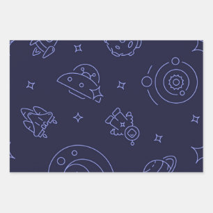 Space pattern wrapping paper sheet