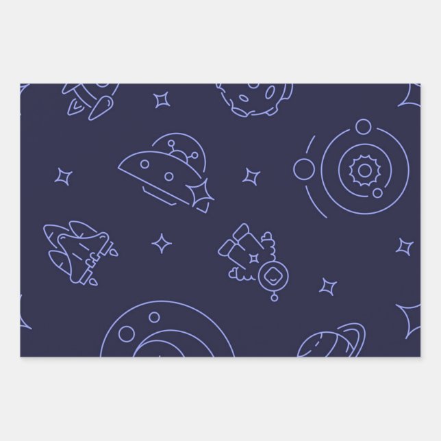 Space pattern wrapping paper sheet (Front)