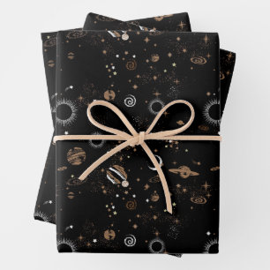 Space Pattern Wrapping Paper Sheet