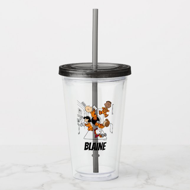 SPACE | Peanuts Gang in Space | Add Your Name Acrylic Tumbler (Front)