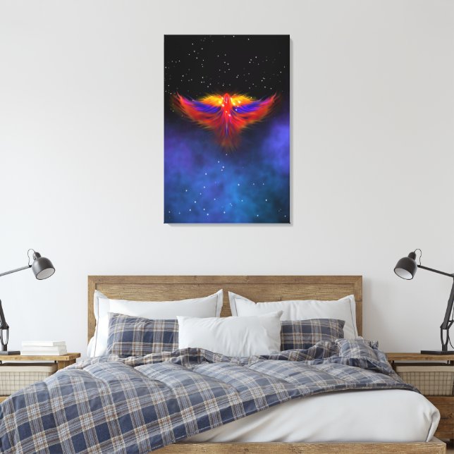 Space Phoenix Nebula Canvas Print (Insitu(Bedroom))