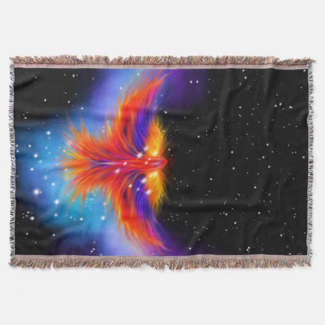 Space Phoenix Nebula Throw Blanket (Front)