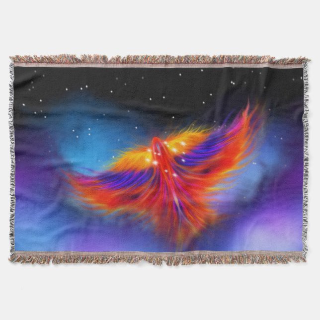 Space Phoenix Nebula Throw Blanket (Front)