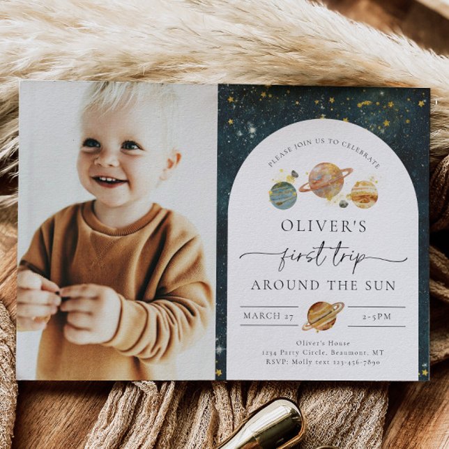 Space Photo Birthday Invitation | First Trip (Creator Uploaded)