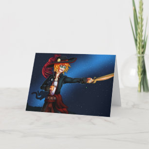 Space Pirate and Space Cat Card