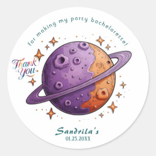 Space Planet Birthday Party Classic Round Sticker