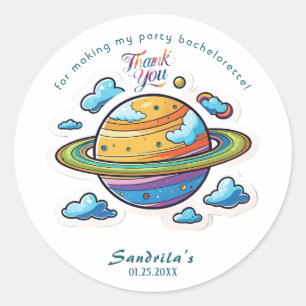 Space Planet Birthday Party Classic Round Sticker